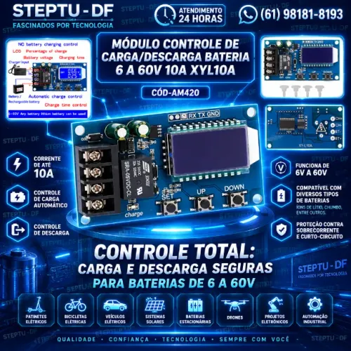 Controle De Carga/descarga Bateria 6 A 60v 10a Xyl10a Arduino Automação COD-AM420