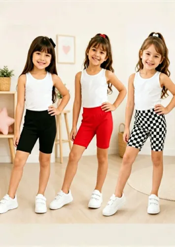 KIT COM 3 BERMUDAS FITNESS CICLISTA ESCOLAR MENINA