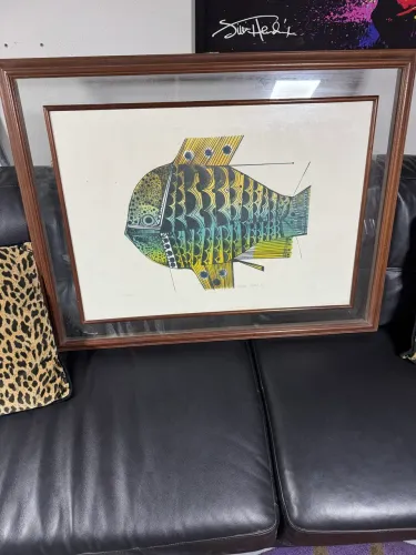 Aldemir Martins. Gravura . Peixe. Ano 1975.