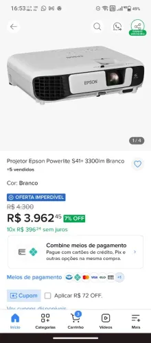 Projetor Epson powerlite s41+