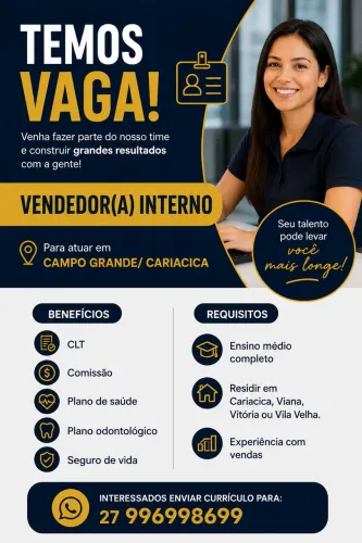 Vaga para vendedor (a) interno