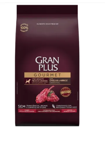 Ração GranPlus Gourmet para Cães Adultos de Médio e Grande Porte Sabor Ovelha e Arroz