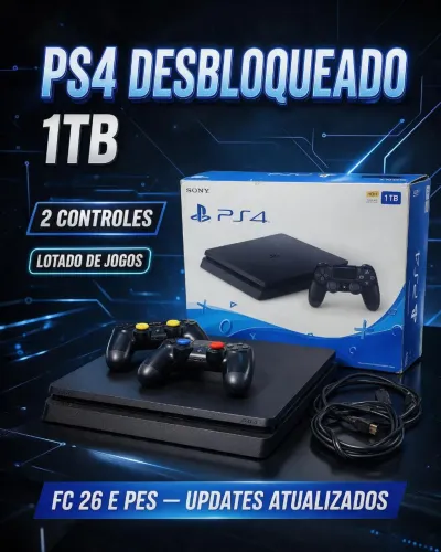 Ps4 slim 1TB DESBLOQUEADO + 20 JOGOS