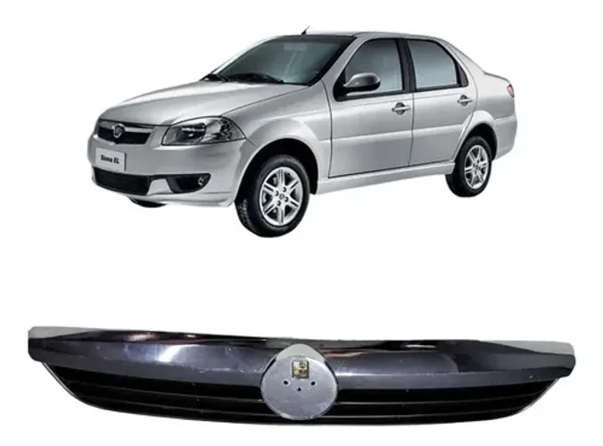 Grade Radiador Friso Cromado Grand Siena 2016 Uzad0 Preto Ambos Lados