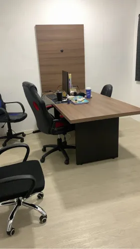 Mesa Escritório Reunião 6 Lugares 2m Pandin + Painel de TV Walnut