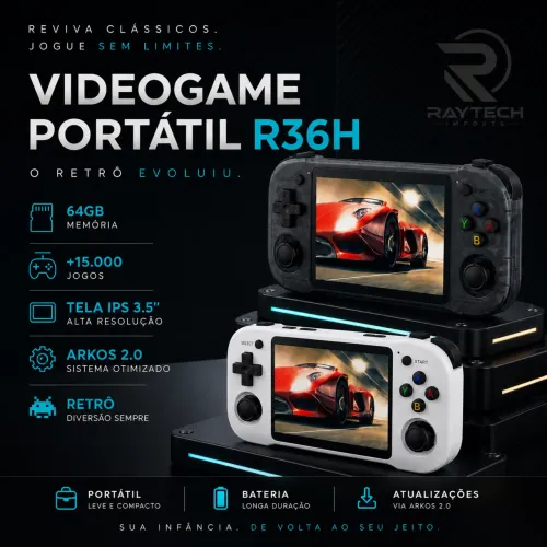 R36H 128GB Console Portátil com +20.000 Jogos 3.5? IPS Linux Retrô