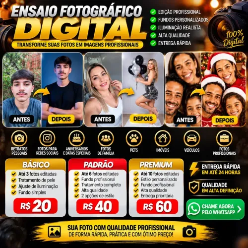 Ensaio Fotográfico Digital com IA | Fotos Profissionais