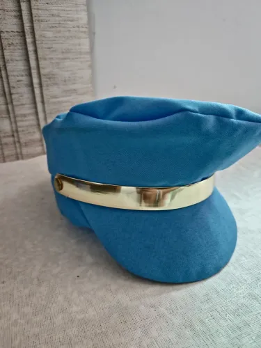 Quepe / Boina Azul Estilo Marinheiro com Detalhe Dourado