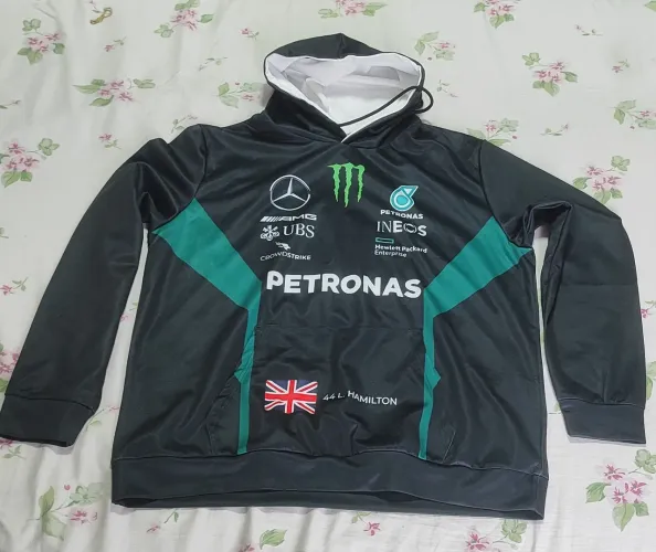 BLUSA DE HELANCA CANGURU IMPORTADA FÓRMULA 1 MERCEDES AMG LOUIS HAMILTON PETRONAS
