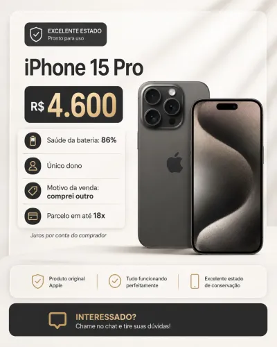 iPhone 15 Pro - Único dono - R$ 4.600