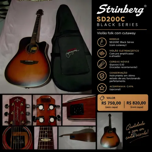 Violão Strinberg Sd200c Black Series