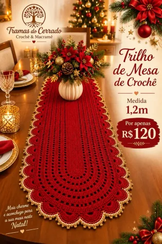Trilho de Mesa em Crochê, 1,2m