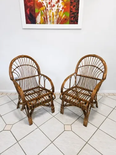 Par de Poltronas de Vime Vintage - Cadeiras