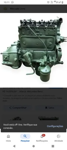 Um motor parcial om 314 com bomba injetora mas sem volante do motor e girabrequim