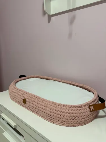 Moisés/Ninho para Bebê em Fio de Malha Rosé