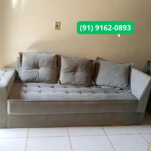 Sofá 2 metros em linho bege
