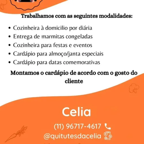 Serviços de diarista e cozinheira a domicílio 