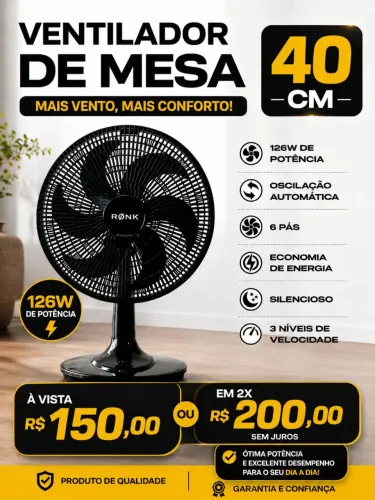 Ventilador de mesa turbo 40cm 127V novo