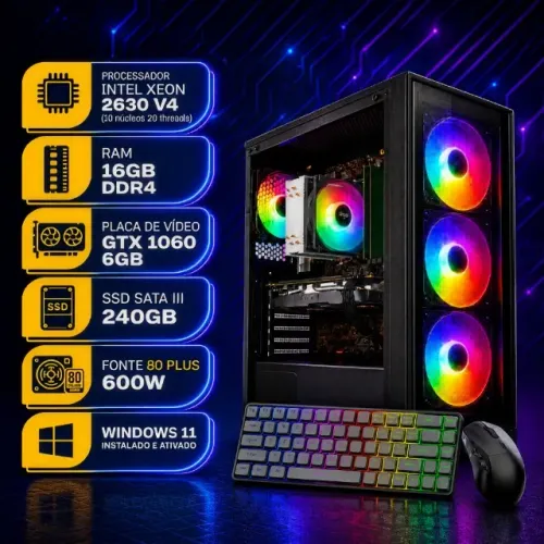 PC Gamer Completo GTX 1060 GBG + 16GB RAM DDR4 + Mouse e Teclado