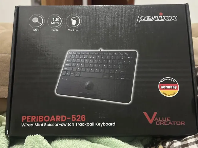 Teclado Mini Perixx Periboard-526 Com Trackball USB Com Fio