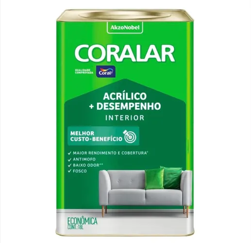 Tinta acrílica branca 18l coral ar
