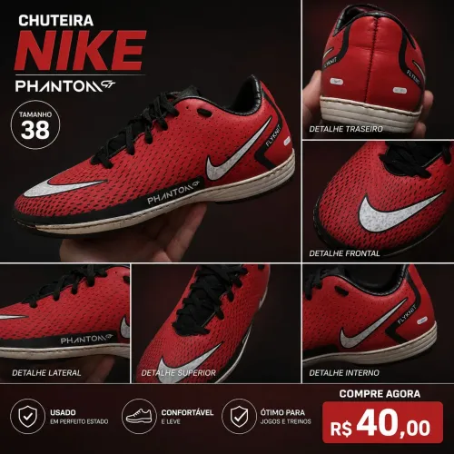 Chuteira Nike vermelha Tam 38