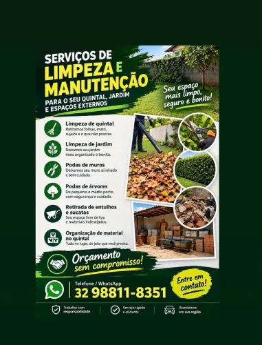 Serviço de limpeza manutenção de jardim/quintal e podas