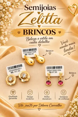 Brincos zellita semijoias