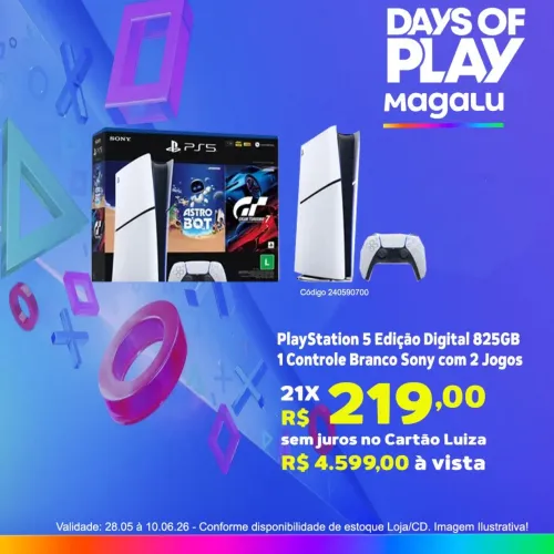 PlayStation 5 edição digital 825GB 1 controle branco Sony com 2 jogos 