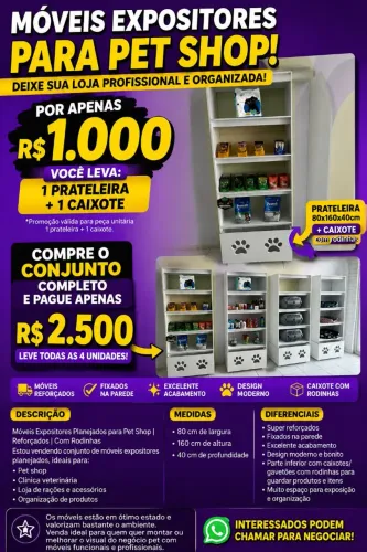 MÓVEIS EXPOSITORES PLANEJADOS PARA PET SHOP | REFORÇADOS | COM RODINHAS