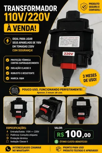 Transformador 110VA / 220V - Excelente estado