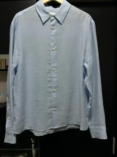 Camisa de linho azul Zara