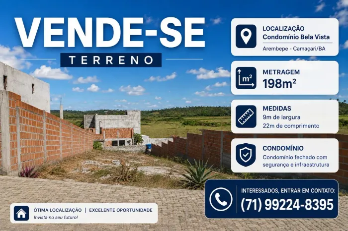 Vendo-terreno -Arembepe Cond.Bela Vista 
