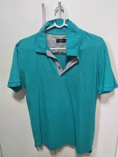 Camisa Polo Aramis Original - Verde Esmeralda com Detalhe Listrado (Tamanho M)