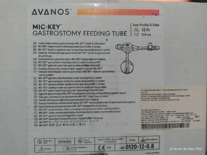 Sonda Gastrostomia Botton Mic-Key Avanos 12fr 0.8cm Nova Lacrada