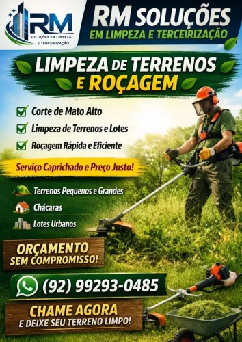 Roçagem e limpeza de lotes e terreno