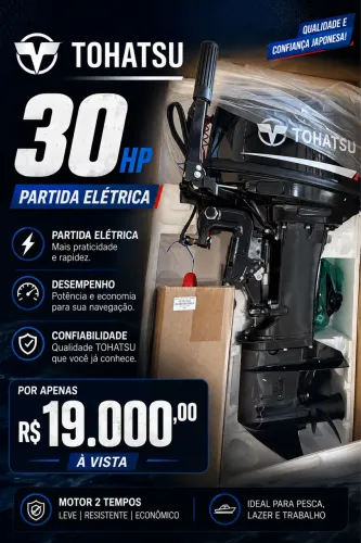 Motor de popa TOHATSU 30 elétrico promoção