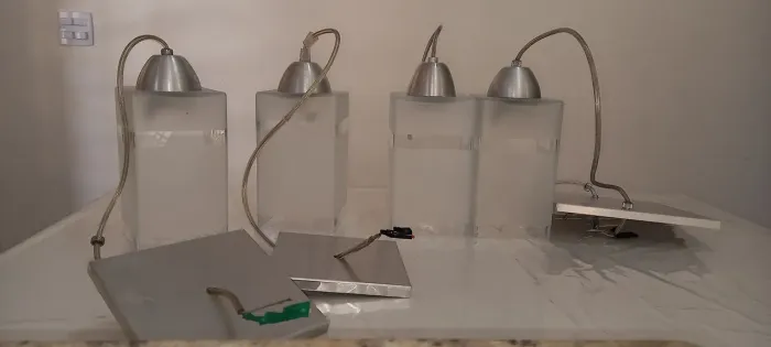Lustre Pendente de Vidro Fosco Quadrado - Design Moderno - kit 4 peças 