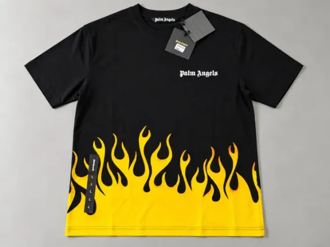 Camiseta Palm Angels Firestarter Preta/Amarela Tam. L - Nova