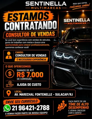 Vaga de emprego vendedor salário acima de 7 mil