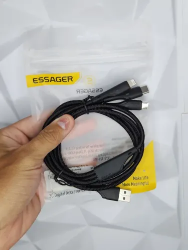Cabo 3 em 1 - compatível com Android e iPhone - Ativa o Turbo