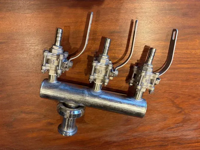 Distribuidor Manifold Inox 3 Vias para Cervejaria