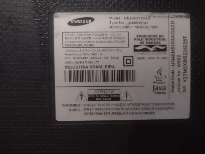 Smartv Samsung 40 polegadas com defeito na tela