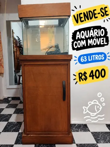 Aquário curvo 63 litros com móvel