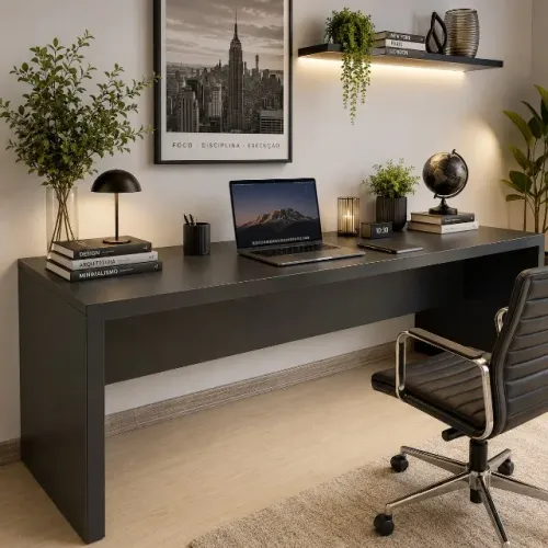 Escrivaninha/Pés Painel/com Saia/180LX74,5AX60P, R$655,74!