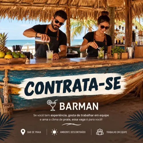 Vaga para barman com experiência - Restaurante em Ponta de Campina