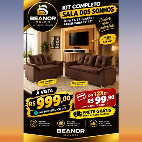 Jogo de sofá e Painel