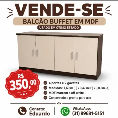 BALCÃO BUFFET 4 PORTAS E 2 GAVETAS 