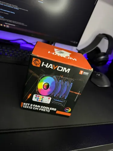 Kit 3 FANS RGB HAYOM 120mm + CONTROLADORA - NOVO