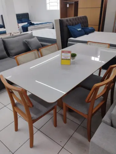 Mesa de jantar 6 cadeiras ratan 